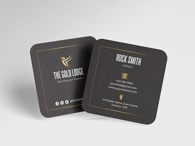 Gold & Black Square Business Card black brand branding business card classic corporate gold gold business card gold foil square business card