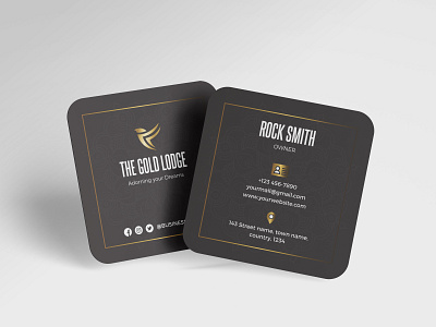 Gold & Black Square Business Card