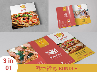 Pizza Place Bundle bifold brochure brochure bundle cafe dinner fast food menu pizza pizza menu pizza place restaurant square trifold brochure trifold brochure