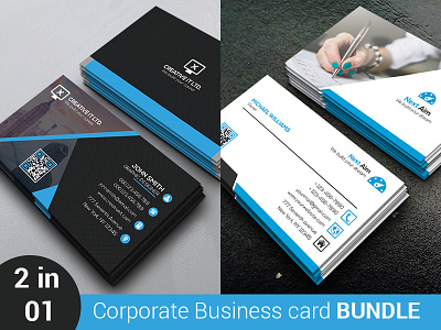 Corporate Business Card Bundle 2 in 1 both side design bundle business card corporate creative elegant modern personal professional stylish