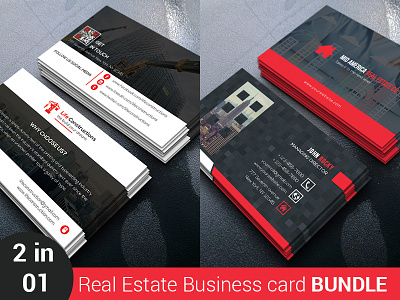Real Estate Business Card Bundle 2 in 1 apartments bundle company corporate homes hotels modern property real estate rent stylish
