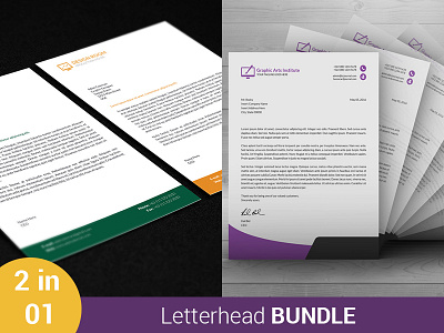 Letterhead Bundle 2 In 1 2 in 1 branding bundle business letterhead company corporate identity creative letterhead pad official pad professional stationery template