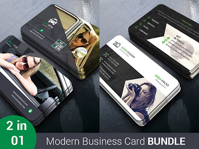 Modern Business Card Bundle 2 In 1 2 in 1 both side design bundle business card corporate creative elegant modern personal photography professional stylish