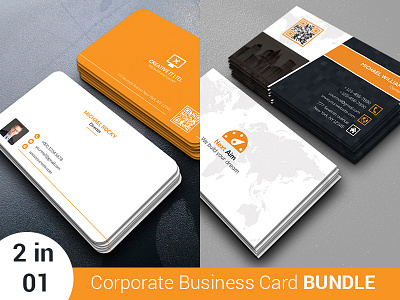 Corporate Business Card Bundle 2 in 1 both side design bundle business card corporate creative elegant modern personal professional stylish