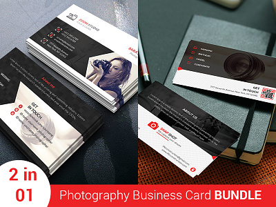 Photography Business Card Bundle 2 In 1 2 in 1 both side design bundle business card corporate creative elegant modern personal photography professional stylish