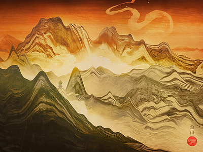 Golden Mountain (Wallpaper) 3d abstract art artwork cinema 4d color download free print render wallpaper