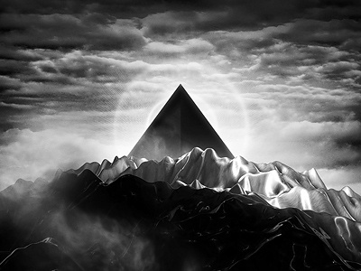 Galactic Pyramid 3d abstract art cloud digital galactic halo landscape metal mountains pyramid space