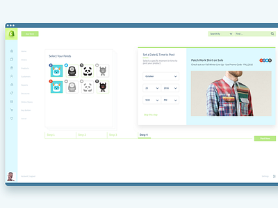 Shopify Ad Wizard dashboard green minimal design mobile ui ux web wizard