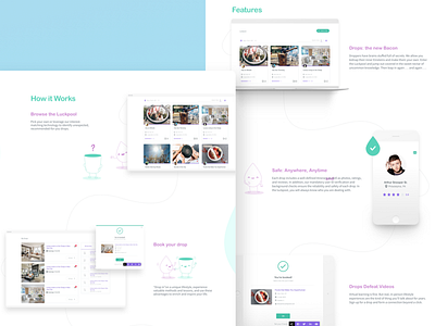 Luckdrops Landing - How It Works clean color icons illustrations landing page minimal mobile responsive design ui ux web white space