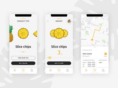 Pineapple e-commerce app app clean concept ecommerce illustration map mobile simple ui ux vector