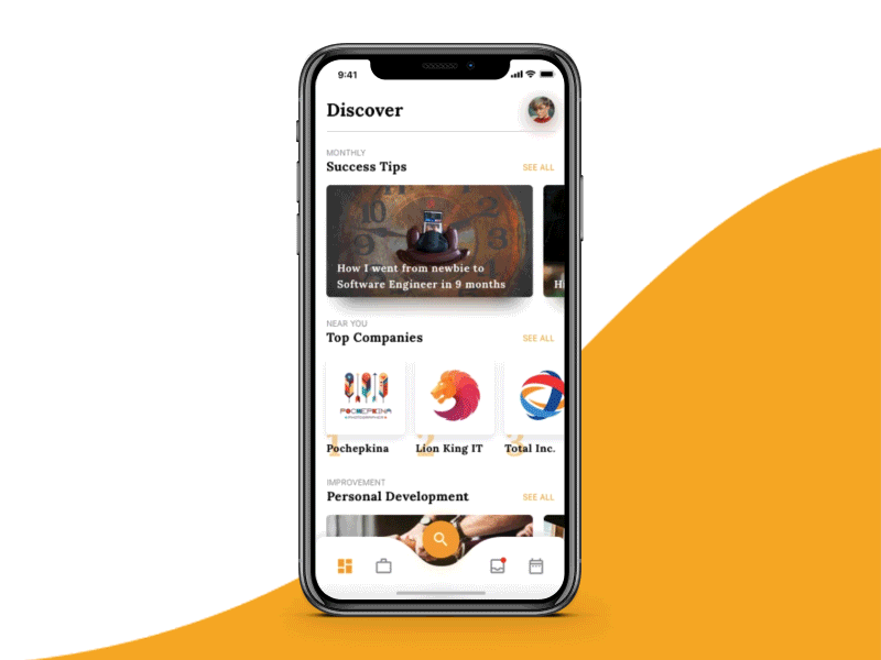 Job4You application calendar discover hr interaction iphone x job mobile search uxui