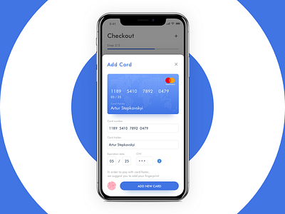 Add Credit Card card checkout form iphone x ui ux