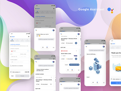 Google Assistant - Checkout concept address app assistant checkout debit card design ecommerce google minimal mobile payment ui ux voice