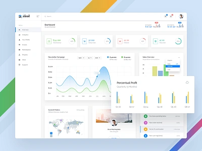 Sleek - Analytics Dashboard on ThemeForest admin admin dashboard analytics angularjs application design chameleon charts cms corporate dashboard data infographics modern dashboard ui uiux ux web application design