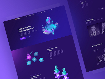 Crypto landing page bitcoin bitcoin services corporate currency dark design illustration isometric landing landing page typography ui uiux ux web design website design