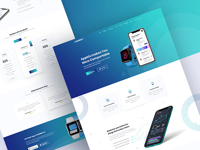 App landing with watch app app concept app design app landing app landing template app watch app website design faq ios uiux watch watch app watch face watch ui web design website design