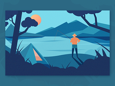 Fishing blue orange ps 插图 画 设计