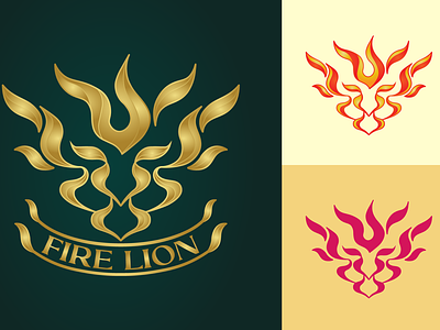 FIRE LION branding classy design elagant gold golden graphic design illustration lettermark logo luxury minimalist typography vector