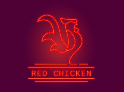 RED CHICKEN branding colorful design graphic design illustration lettermark linocut logo minimalist monoline neon typography vector
