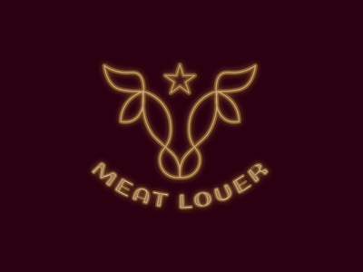 MEAT LOVER branding colorful cow design food graphic design illustration lettermark logo meat minimalist neon restaurant typography vector