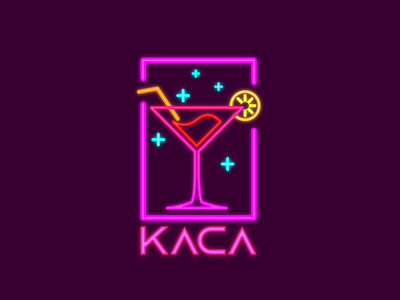 KACA CAFE branding cafe cocktail colorful design drink food graphic design illustration lettermark logo minimalist neon restaurant typography vector
