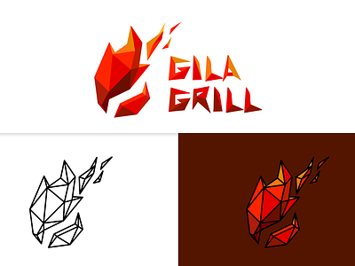 GILA GRILL branding design fire food geometric graphic design grill illustration lettermark logo minimalist polygonal restaurant typography vector