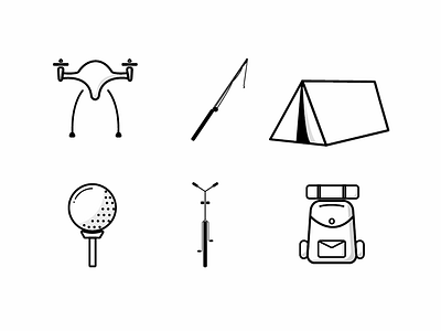 Outdoor Icons bag ball bicycle camping cycle drone fishing golf icons outdoor rod tent