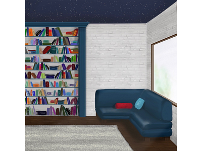 The Ravenclaw Aesthetic blue books digital library lounge painting photoshop ravenclaw room