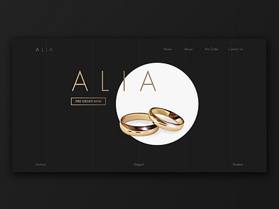 A L I A accessories black black and gold elegant gold gradients jewellery landing page luxury minimal mockup ring web design