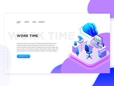 Work time design flat illustration typography ui ux vector web website