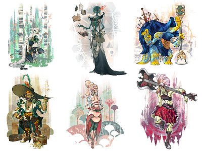 Various fantasy character designs 2d art charadesign charcter design dd digital art fantasy illustration