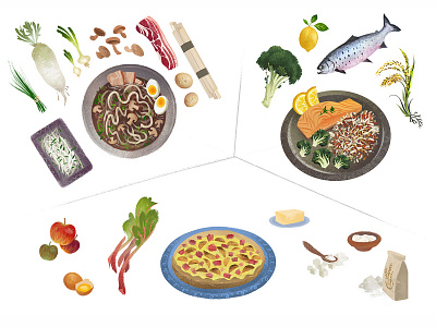 Cookbook illustrations 2d art cookbook cooking digital art food illustration publishing