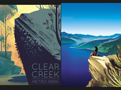 Vintage park posters illustrations