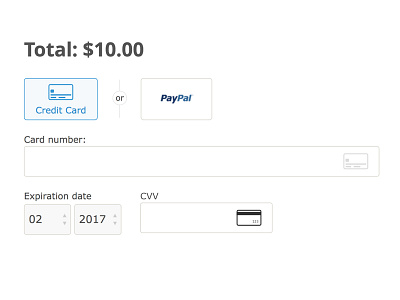 Credit Card/PayPal Payment Form