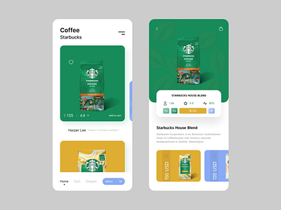 Coffee Mobile Application UI buy clean clean ui coffee design e commerce market mobile mobile design sale shop ui ui ux ux