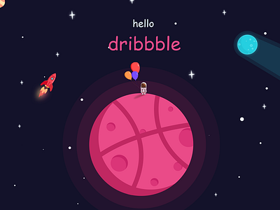Hello Dribbble astronaut balloon hello dribbble rocket space star