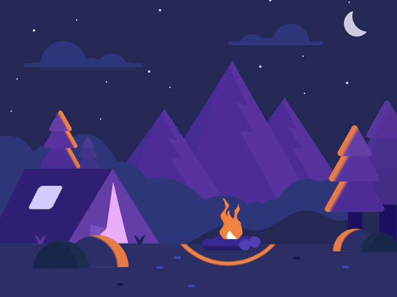 Camping～ ae animation bonfire camp fire illustration outdoors