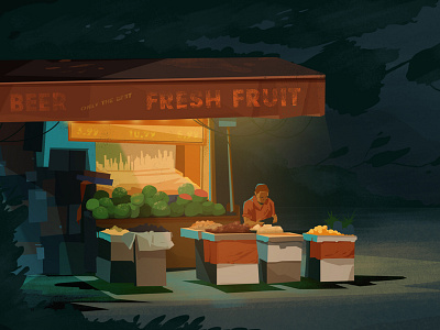 Fruit Stand background concept art fruit illustration market visual development