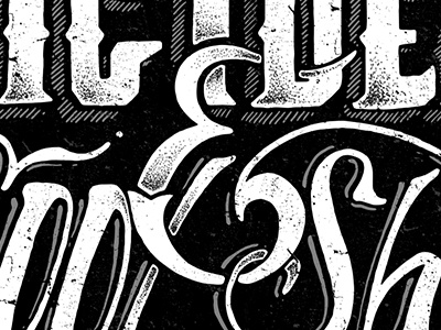 Ampersand + Letters ampersand black drawn hand lettering stippling texture type typography white