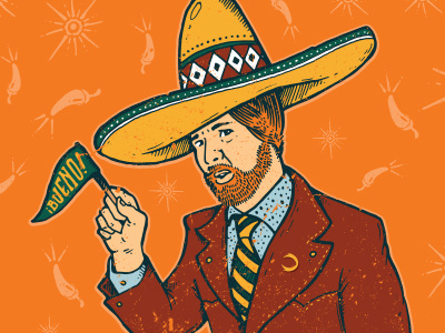 Bueno bueno drawn flag grunge hand illustration sharpie sombrero suit texture vector