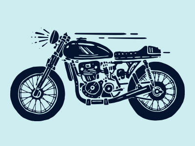 Motorbike cafe classic illustration ink motorbike motorcycle pen racer vector
