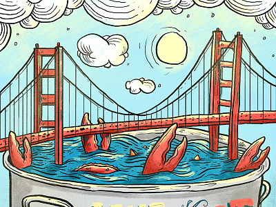 Crabs by the Bay bay crabs francisco illustration painting photoshop poster san