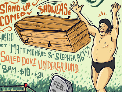 Andre the Giant - Coffin Toss andre coffin design drawing giant illustration poster the