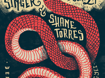 Snek comedy drawn gig hand illustration lettering poster show snake type typography