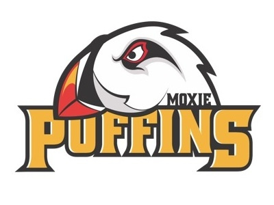 The Moxie Puffins illustrator logo vector