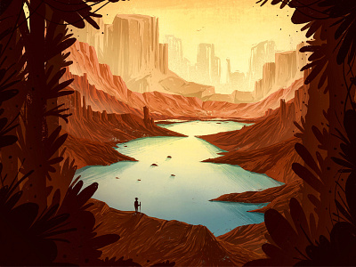 Canyons canyons concept art drawing environment illustration landscape poster procreate