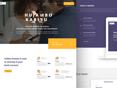 Money Transfer Landing page africa design landing money page ui uidesign userinterface web webdesign website