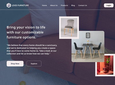 Landing Page for Lexis Furniture. Daily UI task 3 design figma ui