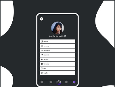 Profile Screen for Agatha Kendrick on OmniFinance design figma ui