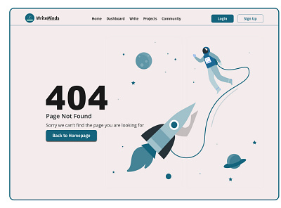 404 Page Design for WriteMinds design figma illustration ui